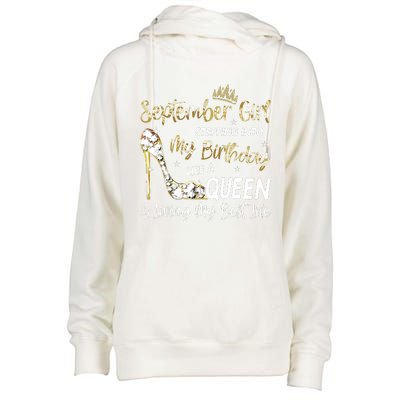 September Girl Stepping Into My Birthday Like A Queen Bday Womens Funnel Neck Pullover Hood