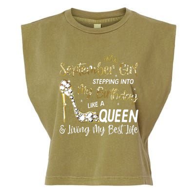 September Girl Stepping Into My Birthday Like A Queen Bday Garment-Dyed Women's Muscle Tee