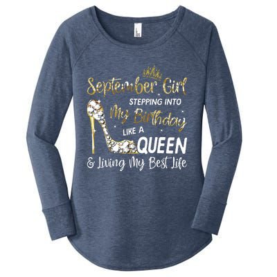 September Girl Stepping Into My Birthday Like A Queen Bday Women's Perfect Tri Tunic Long Sleeve Shirt