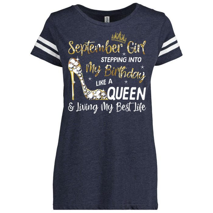 September Girl Stepping Into My Birthday Like A Queen Bday Enza Ladies Jersey Football T-Shirt