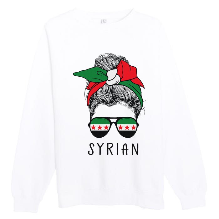 Syrian Girl Syrian Heritage Syria New Flag Premium Crewneck Sweatshirt