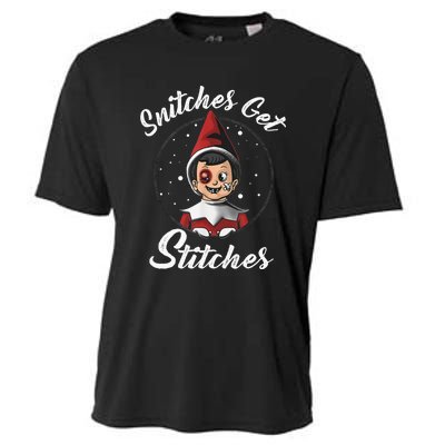 Snitches Get Stitches Elf On A Self Funny Christmas Xmas Holiday Cooling Performance Crew T-Shirt