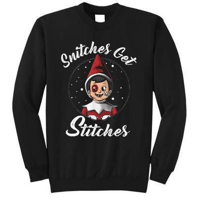 Snitches Get Stitches Elf On A Self Funny Christmas Xmas Holiday Sweatshirt