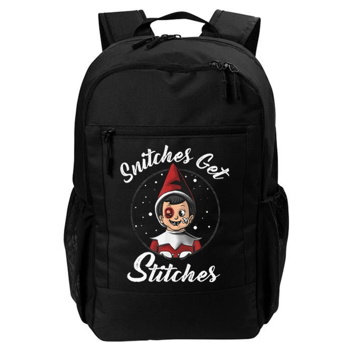 Snitches Get Stitches Elf On A Self Funny Christmas Xmas Holiday Daily Commute Backpack