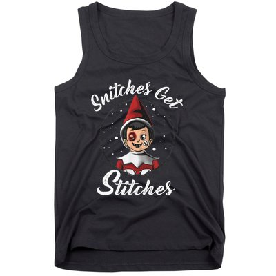 Snitches Get Stitches Elf On A Self Funny Christmas Xmas Holiday Tank Top