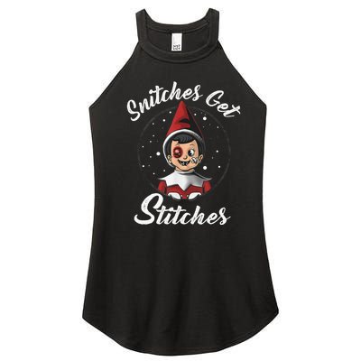 Snitches Get Stitches Elf On A Self Funny Christmas Xmas Holiday Women’s Perfect Tri Rocker Tank