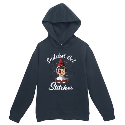 Snitches Get Stitches Elf On A Self Funny Christmas Xmas Holiday Urban Pullover Hoodie