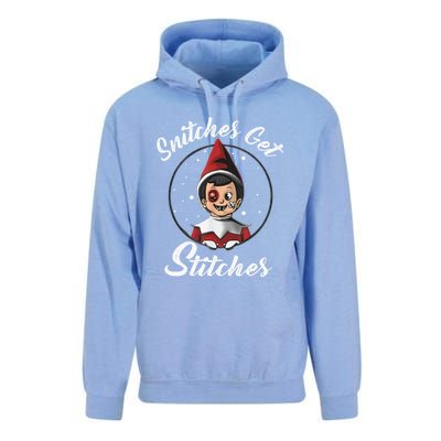 Snitches Get Stitches Elf On A Self Funny Christmas Xmas Holiday Unisex Surf Hoodie