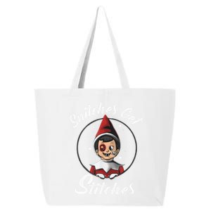 Snitches Get Stitches Elf On A Self Funny Christmas Xmas Holiday 25L Jumbo Tote