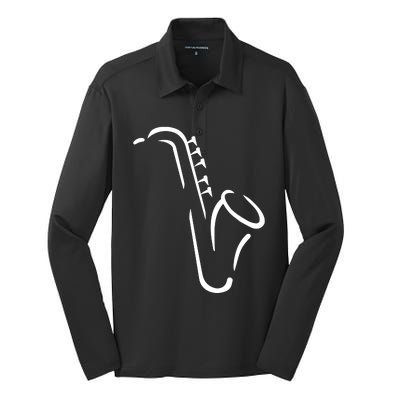 Saxophone Gift Silk Touch Performance Long Sleeve Polo