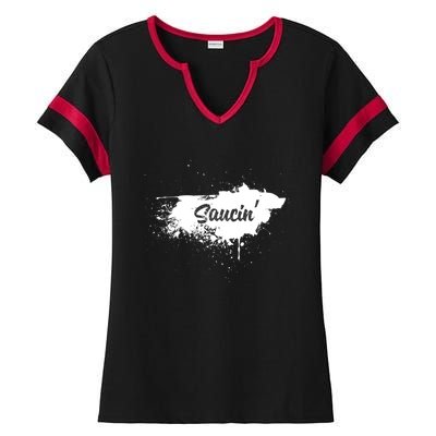 Saucin Gift Ladies Halftime Notch Neck Tee