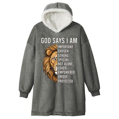S God Says I Am Lion Christian Hooded Wearable Blanket