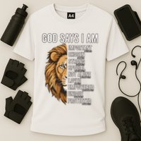 S God Says I Am Lion Christian Cooling Performance Crew T-Shirt