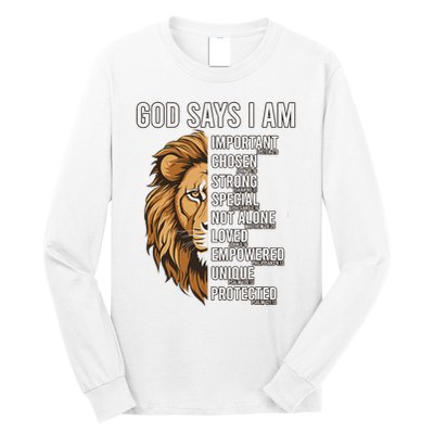 S God Says I Am Lion Christian Long Sleeve Shirt
