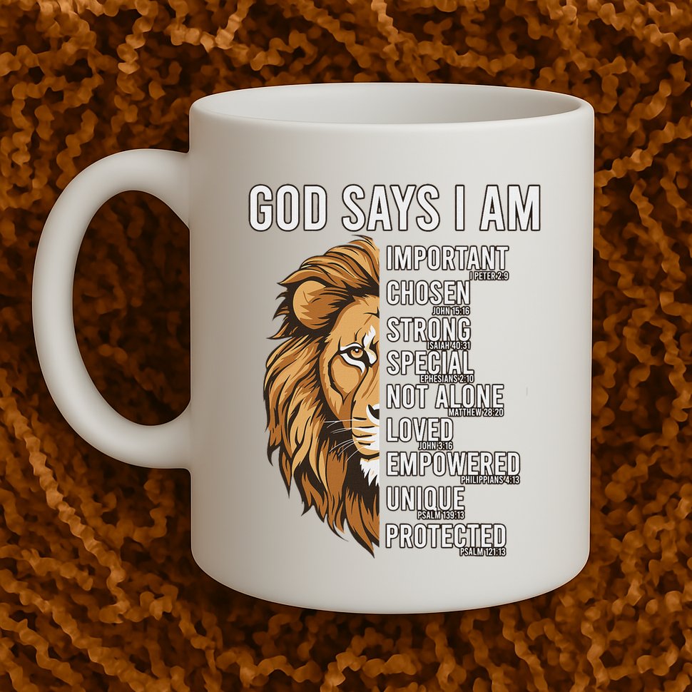 S God Says I Am Lion Christian Mug