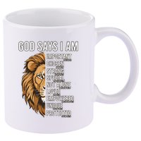 S God Says I Am Lion Christian 11oz C Handle Ceramic Mug