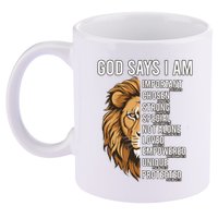 S God Says I Am Lion Christian 11oz C Handle Ceramic Mug