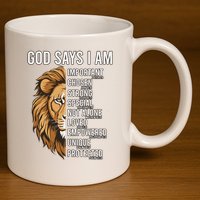 S God Says I Am Lion Christian 11oz C Handle Ceramic Mug