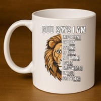 S God Says I Am Lion Christian 11oz C Handle Ceramic Mug