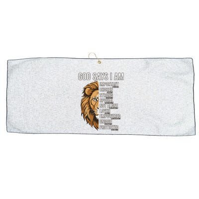 S God Says I Am Lion Christian Large Microfiber Waffle Golf Towel