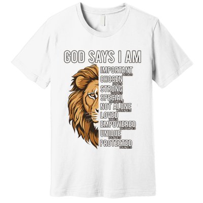 S God Says I Am Lion Christian Premium T-Shirt