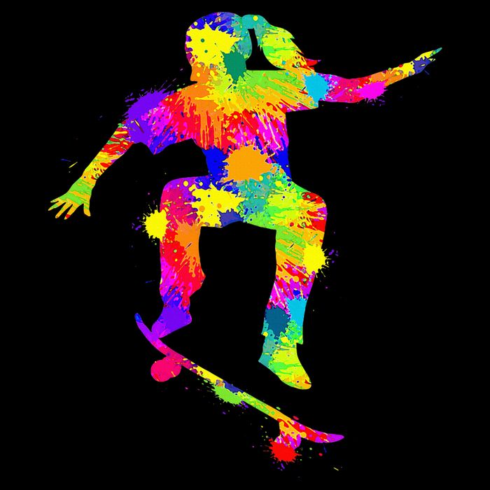 Skater Girl Skateboarder Girl Skateboarding Cooling Performance Crew T-Shirt