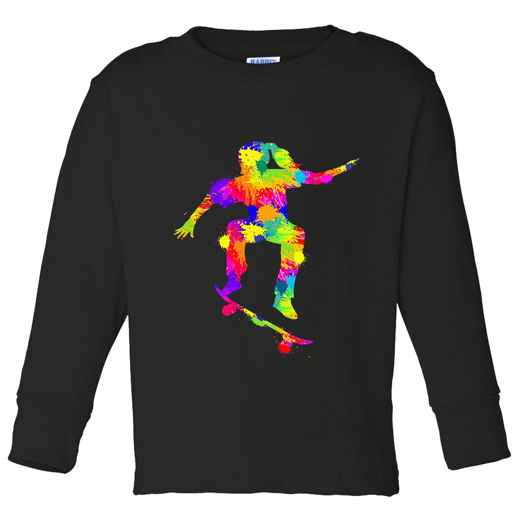 Skater Girl Skateboarder Girl Skateboarding Toddler Long Sleeve Shirt