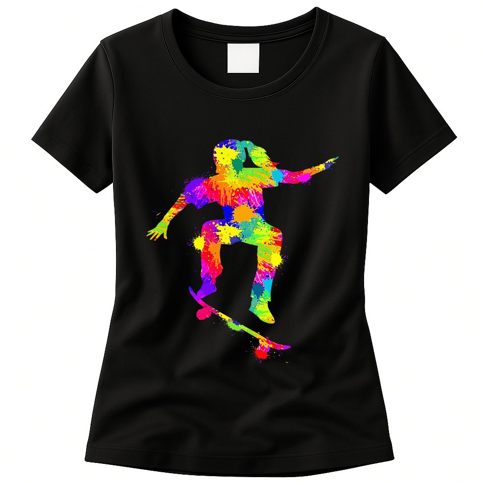 Skater Girl Skateboarder Girl Skateboarding Womens T-Shirt