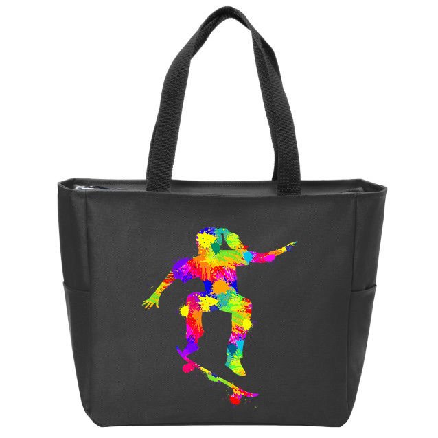 Skater Girl Skateboarder Girl Skateboarding Zip Tote Bag