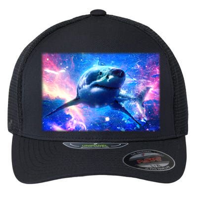 Space Galaxy Shark In Sea Ocean Of Stars Flexfit Unipanel Trucker Cap