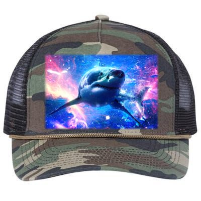 Space Galaxy Shark In Sea Ocean Of Stars Retro Rope Trucker Hat Cap