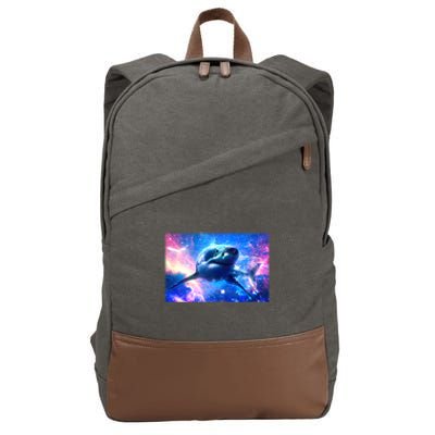 Space Galaxy Shark In Sea Ocean Of Stars Cotton Canvas Backpack