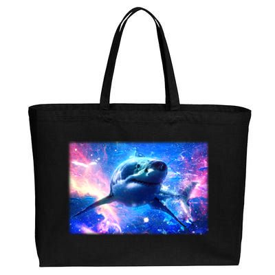 Space Galaxy Shark In Sea Ocean Of Stars Cotton Canvas Jumbo Tote