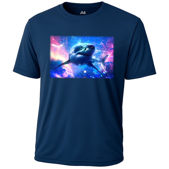 Space Galaxy Shark In Sea Ocean Of Stars Cooling Performance Crew T-Shirt