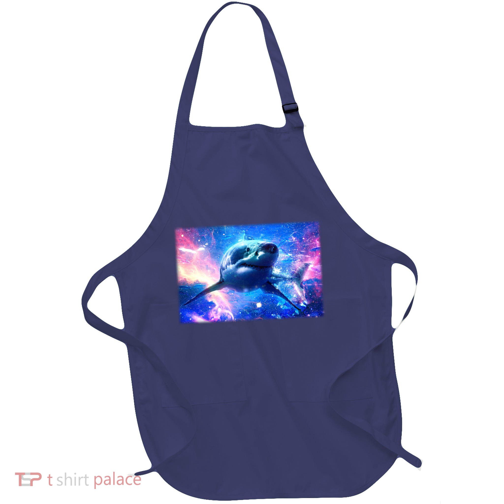 Space Galaxy Shark In Sea Ocean Of Stars Full-Length Apron With Pockets