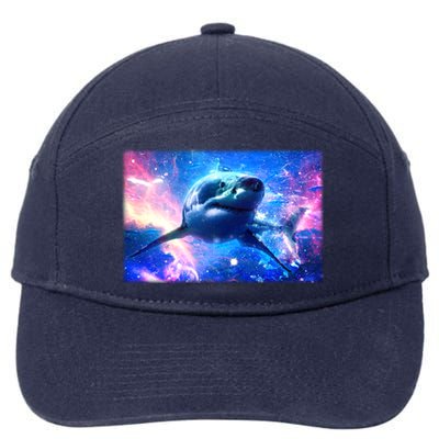 Space Galaxy Shark In Sea Ocean Of Stars 7-Panel Snapback Hat