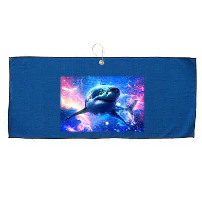 Space Galaxy Shark In Sea Ocean Of Stars Large Microfiber Waffle Golf Towel