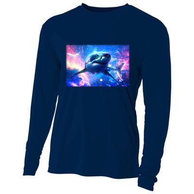 Space Galaxy Shark In Sea Ocean Of Stars Cooling Performance Long Sleeve Crew