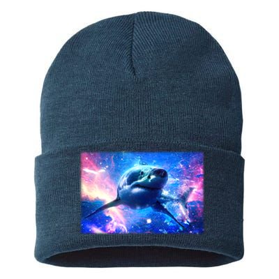 Space Galaxy Shark In Sea Ocean Of Stars Sustainable Knit Beanie