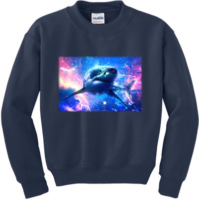 Space Galaxy Shark In Sea Ocean Of Stars Kids Sweatshirt