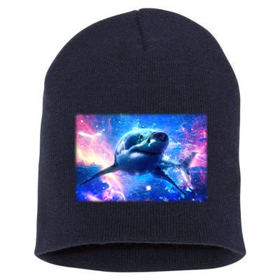 Space Galaxy Shark In Sea Ocean Of Stars Short Acrylic Beanie