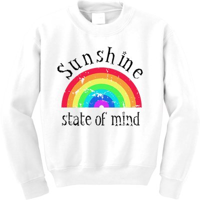 Sunshine Gift State Of Mind Rainbow Distressed Summer Kids Sweatshirt