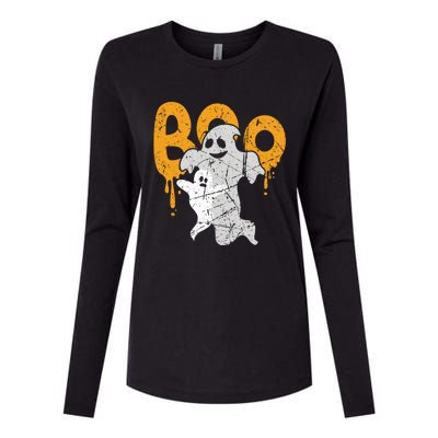 Spooky Ghost Spirits Happy Halloween Boo Squad Funny Gift Womens Cotton Relaxed Long Sleeve T-Shirt