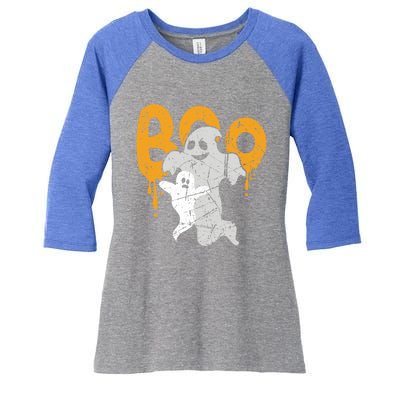 Spooky Ghost Spirits Happy Halloween Boo Squad Funny Gift Women's Tri-Blend 3/4-Sleeve Raglan Shirt