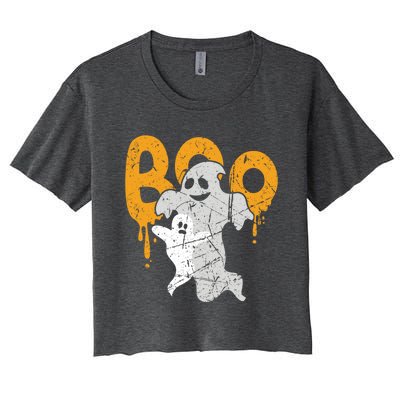 Spooky Ghost Spirits Happy Halloween Boo Squad Funny Gift Women's Crop Top Tee