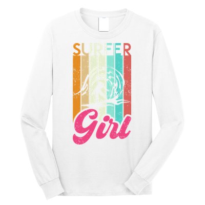 Surfer Girl Surfboard Women Surf Ocean Retro Surfing Long Sleeve Shirt