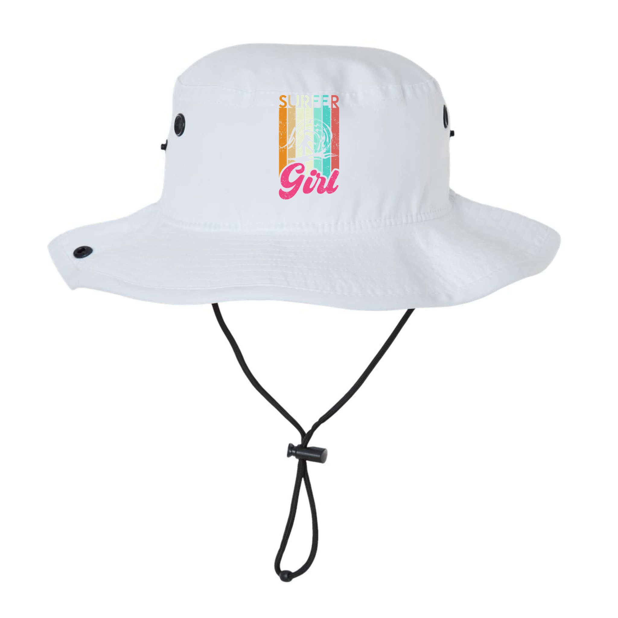 Surfer Girl Surfboard Women Surf Ocean Retro Surfing Bucket Hat