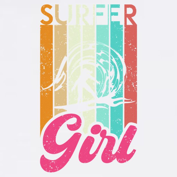 Surfer Girl Surfboard Women Surf Ocean Retro Surfing Bucket Hat