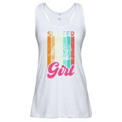 Surfer Girl Surfboard Women Surf Ocean Retro Surfing Ladies Essential Flowy Tank