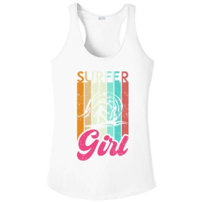 Surfer Girl Surfboard Women Surf Ocean Retro Surfing Ladies PosiCharge Competitor Racerback Tank